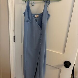 Camila Coelho Blue Midi Slip Dress for Wedding Guest